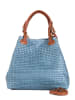 Lucca Baldi Leder-Henkeltasche "Fosdinovo" in Hellblau - (B)45 x (H)37 x (T)15 cm