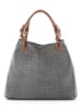 Lucca Baldi Leder-Henkeltasche "Fosdinovo" in Grau - (B)45 x (H)37 x (T)15 cm