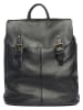 Lucca Baldi Leren rugzak "Montichiari" zwart - (B)31 x (H)37 x (D)15 cm