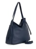 Lucca Baldi Leren schoudertas "Fiesole" donkerblauw - (B)34 x (H)29 x (D)15 cm