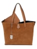 Lucca Baldi Leder-Schultertasche "Imerese" in Hellbraun - (B)46 x (H)30 x (T)12 cm
