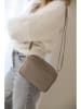 Anna Morellini Leder-Umhängetasche "Colomba" in Taupe - (B)22 x (H)15 x (T)10 cm