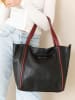 Anna Morellini Leren shopper "Giusermina" zwart - (B)44 x (H)30 x (D)18 cm