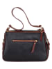 Anna Morellini Leder-Schultertasche "Andreina" in Schwarz/ Rotbraun - (B)30 x (H)20 x (T)12 cm