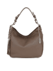Anna Morellini Skórzana torebka "Fiorella" w kolorze szarobrązowym - 30 x 27 x 9 cm