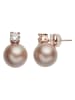 U.S. Polo Assn. Rosévergold. Ohrstecker mit Kristallen und Perlen