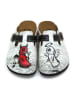 Goby Leren clogs wit/zwart/rood