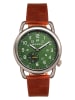Breed Quarzuhr "Regulator" in Cognac/ Silber/ Grün