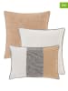 Jotex 3er-Set: Kissenhüllen ''Chambray'' in Beige/ Weiß/ Grau