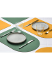 Björn 6-delige set: placemats mosterdgeel/groen - (L)44,5 x (B)30 cm