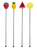 Garden Spirit 4-delige set: cocktailstokjes zilverkleurig/meerkleurig - (H)18,5 cm