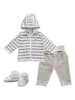 Steiff 3tlg. Outfit in Grau/ Weiß