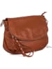 Mia Tomazzi Leren schoudertas "Pontida" lichtbruin - (B)28 x (H)20 x (D)8 cm