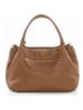 Mia Tomazzi Leren handtas "Maggiore" lichtbruin - (B)28 x (H)20 x (D)12 cm