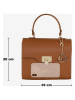 Mia Tomazzi Leren handtas lichtbruin - (B)25 x (H)20 x (D)11 cm