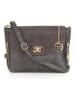 Mia Tomazzi Leren schoudertas "Dergano" donkergrijs - (B)26 x (H)21 x (D)10 cm