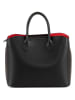 Mia Tomazzi Leder-Henkeltasche in Schwarz - (B)32 x (H)26 x (T)16 cm