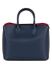 Mia Tomazzi Leren handtas "Aspromonte" donkerblauw - (B)32 x (H)26 x (D)16 cm