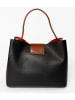 Mia Tomazzi Leren handtas "Fusetti" zwart - (B)34 x (H)25 x (D)13 cm