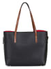 Mia Tomazzi Leder-Schultertasche "Lussino" in Schwarz/ Cognac - (B)35 x (H)30 x (T)5 cm