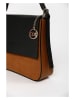 Mia Tomazzi Leren schoudertas "Viminale" zwart/cognackleurig - (B)30 x (H)24 x (D)8 cm