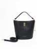 Lia Biassoni Leder-Henkeltasche "Mulino" in Schwarz - (B)23 x (H)23 x (T)15 cm