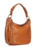 Lia Biassoni Leder-Schultertasche "Monate" in Cognac - (B)36 x (H)26 x (T)10 cm