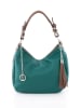 Lia Biassoni Leder-Schultertasche "Garga" in Türkis - (B)36 x (H)26 x (T)10 cm