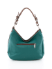 Lia Biassoni Leder-Schultertasche "Garga" in Türkis - (B)36 x (H)26 x (T)10 cm