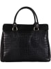 Mia Tomazzi Leder-Henkeltasche "Rezia" in Schwarz - (B)36 x (H)28 x (T)18 cm