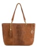 Mia Tomazzi Skórzany shopper bag "Cilento" w kolorze jasnobrązowym - 58 x 42 x 14 cm