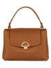 Mia Tomazzi Leren handtas " Ingegnoli" lichtbruin - (B)25 x (H)19 x (D)9 cm