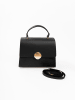 Lia Biassoni Leren handtas "Ensa" zwart - (B)26 x (H)22 x (D)12 cm