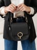 Lia Biassoni Leder-Schultertasche "Catona" in Schwarz - (B)20 x (H)19 x (T)9 cm