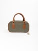 Lia Biassoni Leder-Henkeltasche "Folgorida" in Oliv/ Camel - (B)27 x (H)12 x (T)12 cm