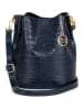 Mia Tomazzi Leren schoudertas donkerblauw - (B)20 x (H)24 x (D)15 cm