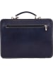 Lia Biassoni Leren businesstas "Melito" donkerblauw/bruin - (B)23 x (H)26 x (D)8 cm
