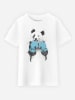 WOOOP Shirt "The winner panda" in Weiß/ Blau