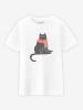 WOOOP Shirt "Cold cat" in Weiß/ Grau