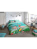 Pure Microvezel beddengoedset "Flamingo" turquoise/meerkleurig
