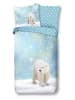 Good Morning Flanellen beddengoedset "Icebear" lichtblauw