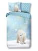 Good Morning Flanellen beddengoedset "Icebear" lichtblauw