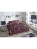 Good Morning Renforcé beddengoedset "Feathers" donkerrood
