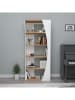 Evila Boekenkast "Selge" wit/walnootkleurig - (B)63,5 x (H)150 x (D)24 cm