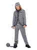 Carnival Party 3tlg. Kostüm "Sträfling" in Schwarz/ Weiß