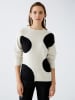 Oui Pullover in Weiß/ Schwarz