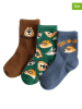 COOL CLUB 3er-Set: Socken in Hellbraun/ Grün/ Blau