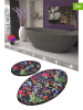 Colourful Cotton 2-delige set: badmatten "Pictura" zwart/roze/groen
