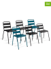 Inkazen 6-delige set: tuinstoelen blauw/grijs/zwart - (B)44 x (H)76 x (D)45 cm