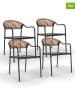 Inkazen 4-delige set: tuinstoelen zwart/lichtbruin - (B)51 x (H)77 x (D)57 cm